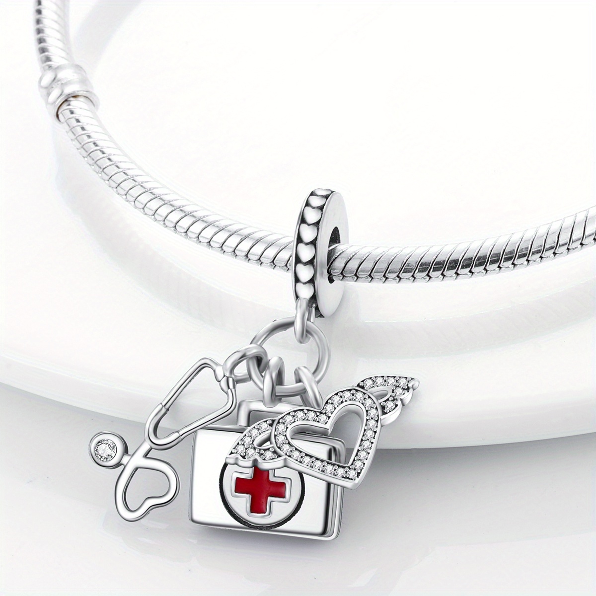 925 Silver Stethoscope Pendant Necklace DIY Jewelry Gift